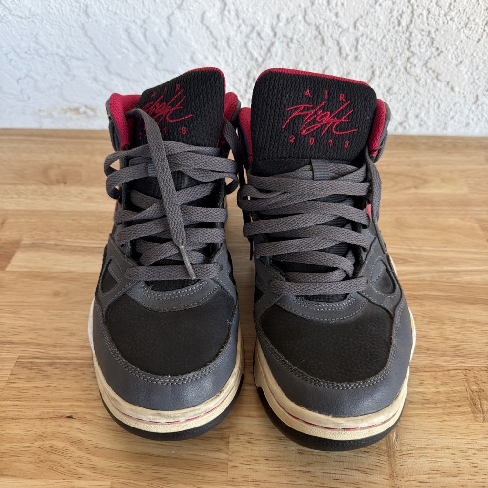 Nike Jordan Mens Flight 2013 Mid 580493-009 Black Red Basketball Shoes Size 6Y